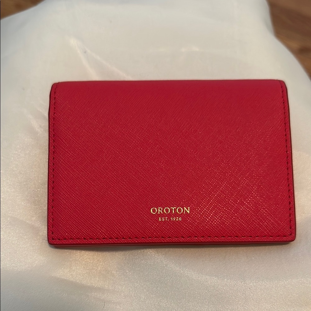 Like new, Oroton Red Wallet with Textured Leather and Compact Design